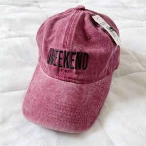 💚 NWTs WAREHOUSE ONE | Weekend Ball Cap - Pasbery Pink - distressed look